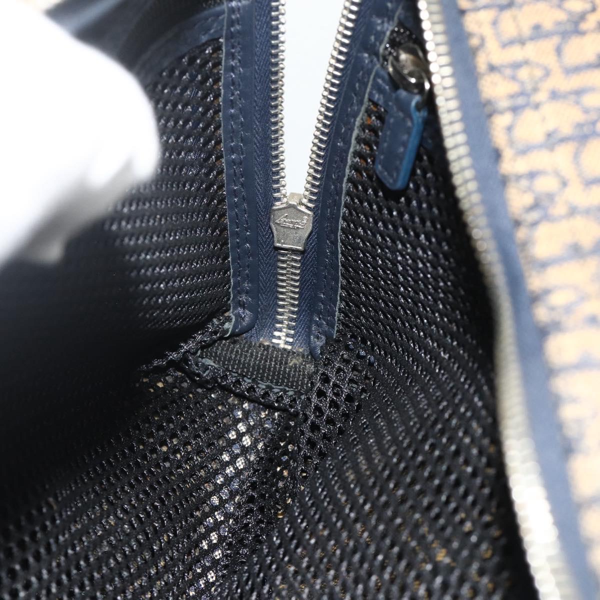 Christian Dior Trotter Canvas Hand Bag Navy Silver Auth 178116