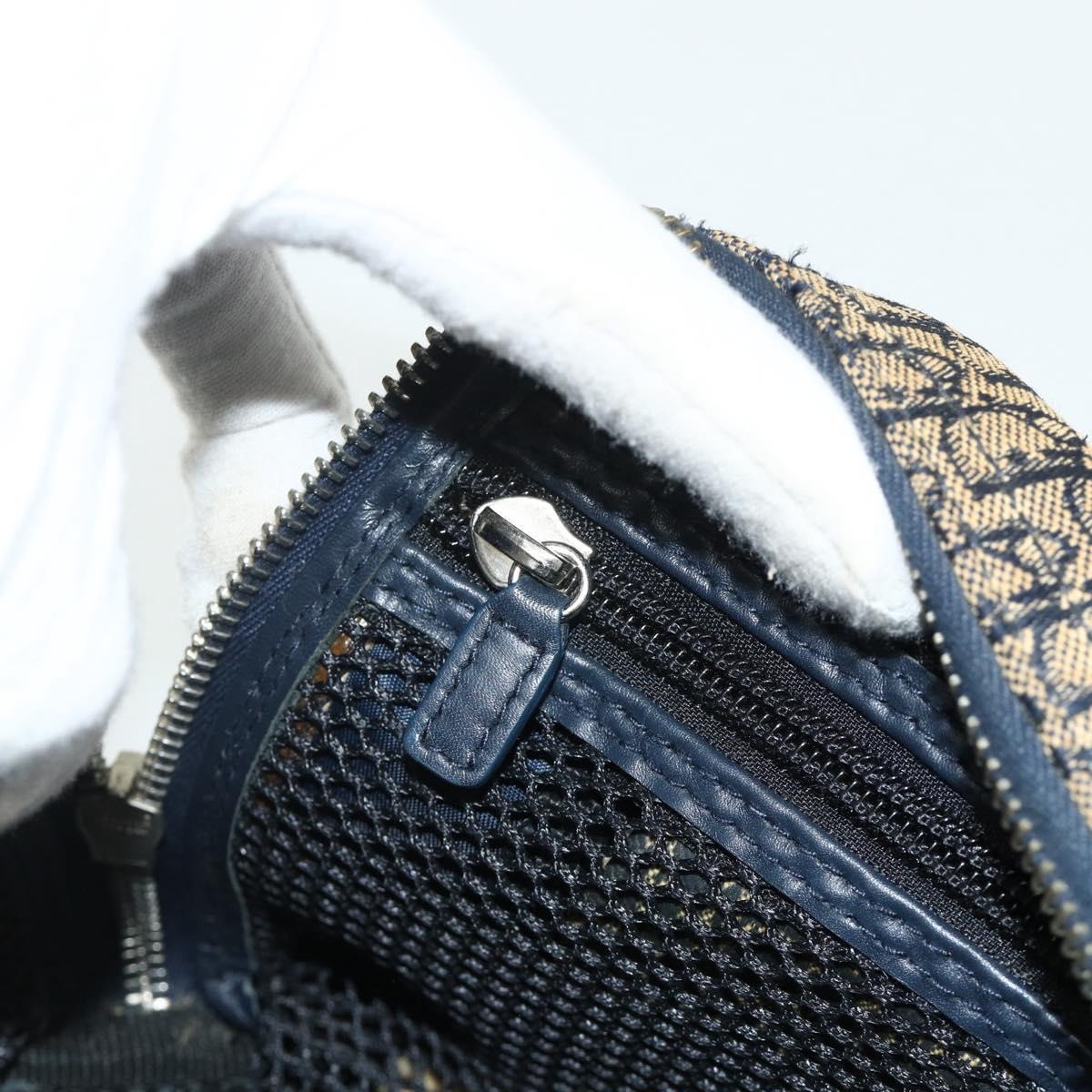 Christian Dior Trotter Canvas Hand Bag Navy Silver Auth 178116