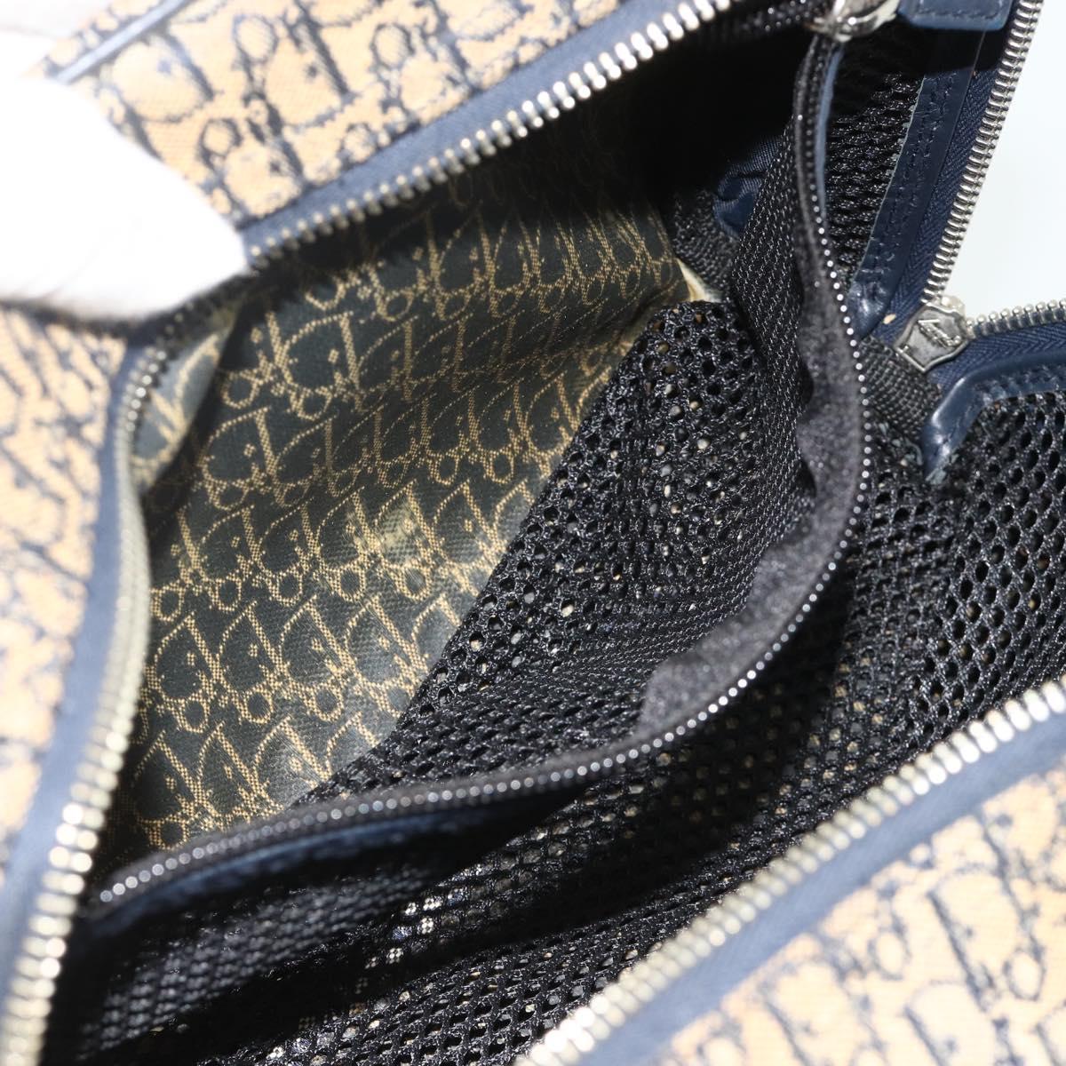 Christian Dior Trotter Canvas Hand Bag Navy Silver Auth 178116