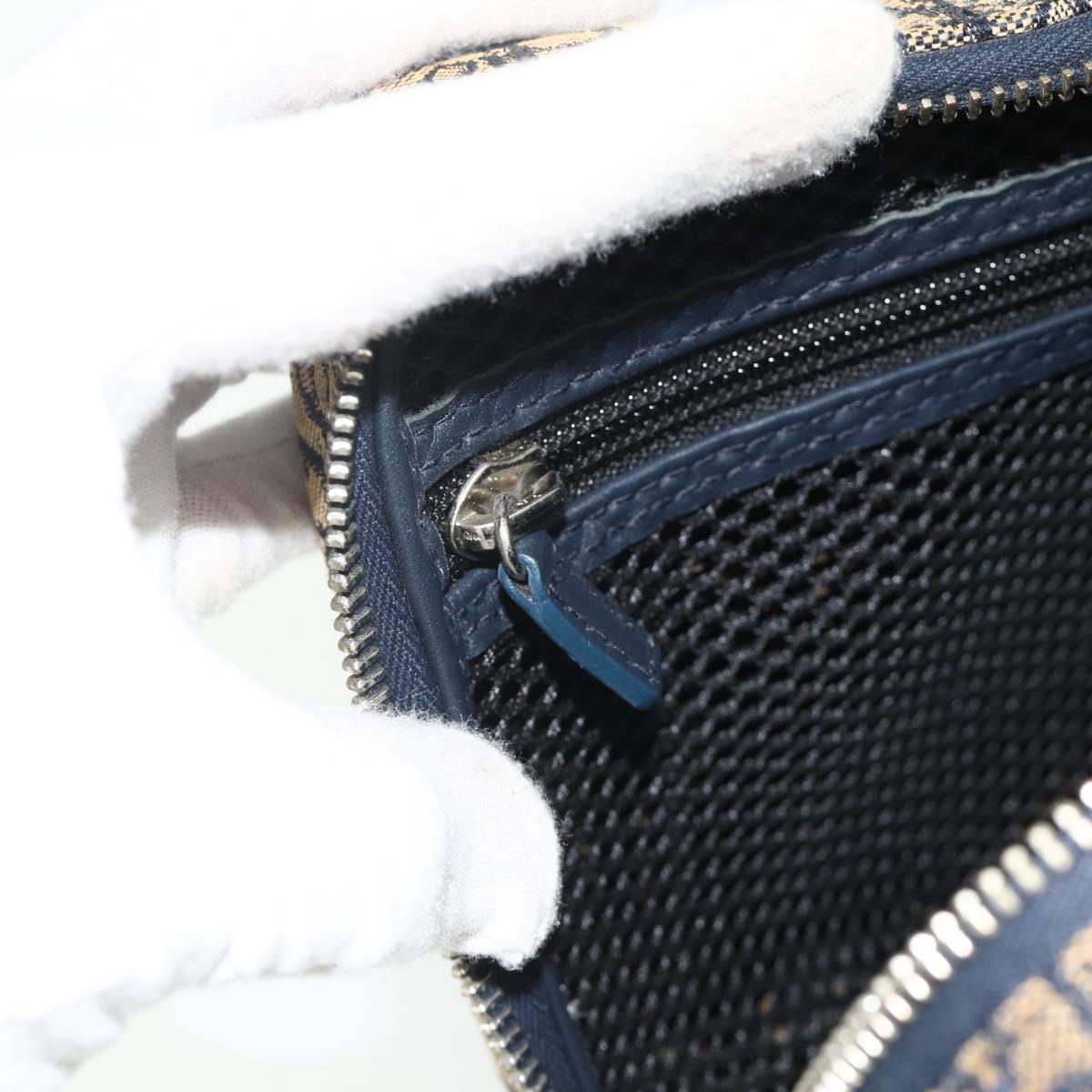 Christian Dior Trotter Canvas Hand Bag Navy Silver Auth 178116
