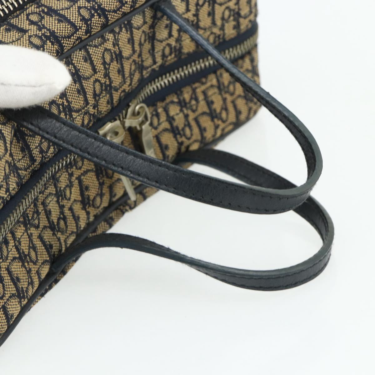 Christian Dior Trotter Canvas Hand Bag Navy Silver Auth 178116