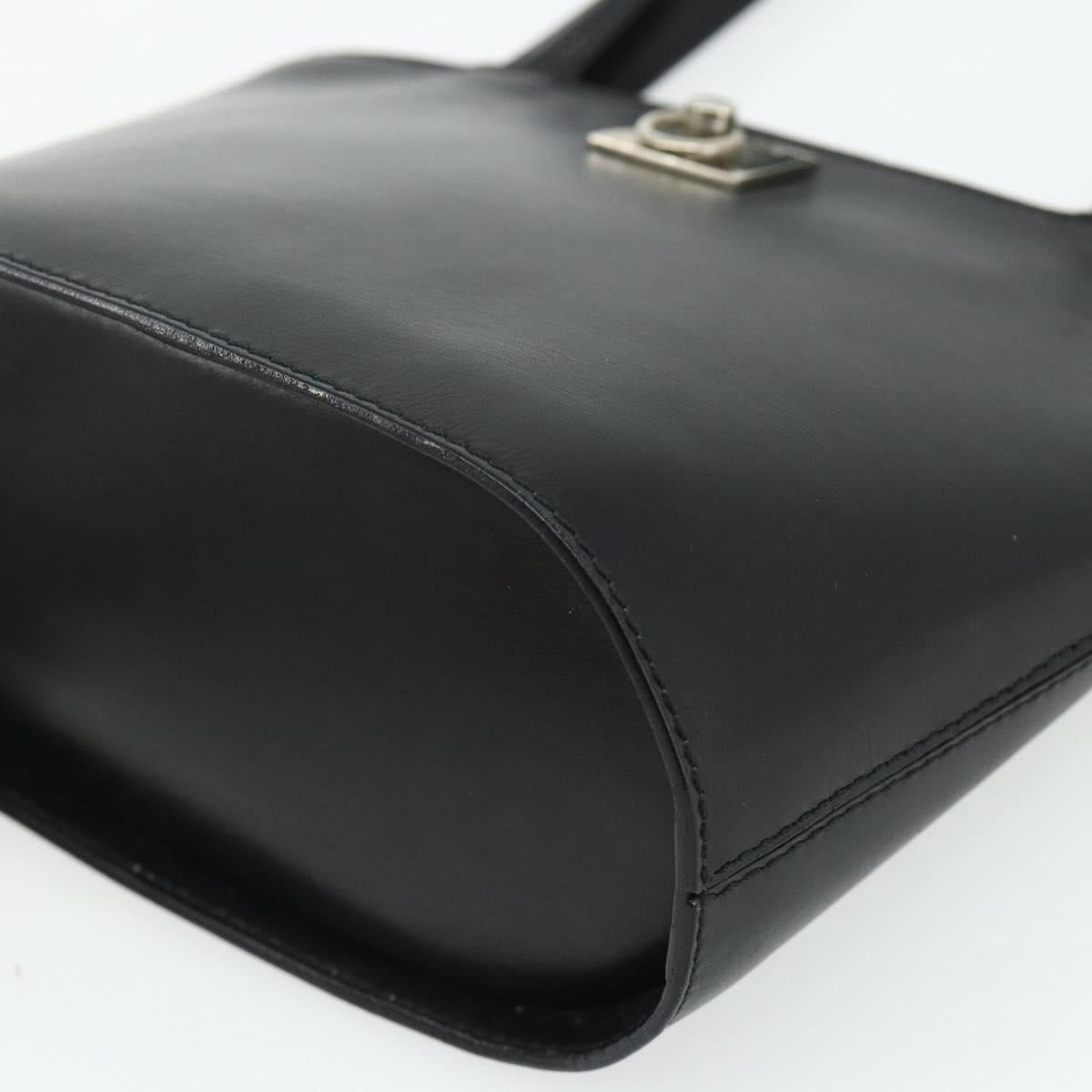 CELINE Hand Bag Leather Black Silver Auth 178117A