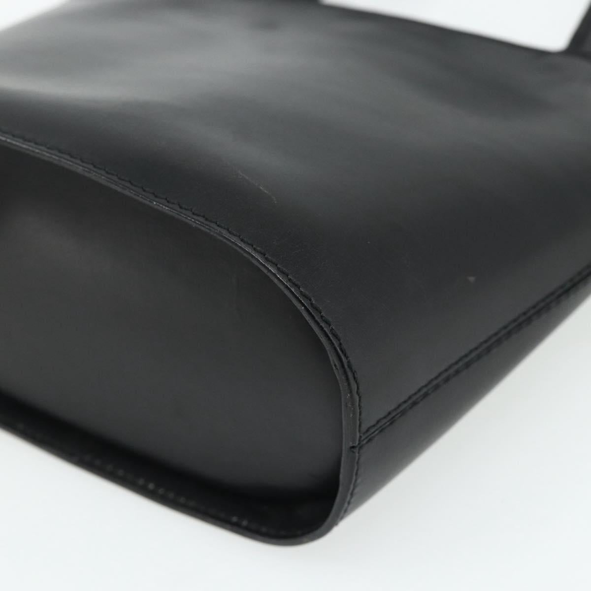 CELINE Hand Bag Leather Black Silver Auth 178117A