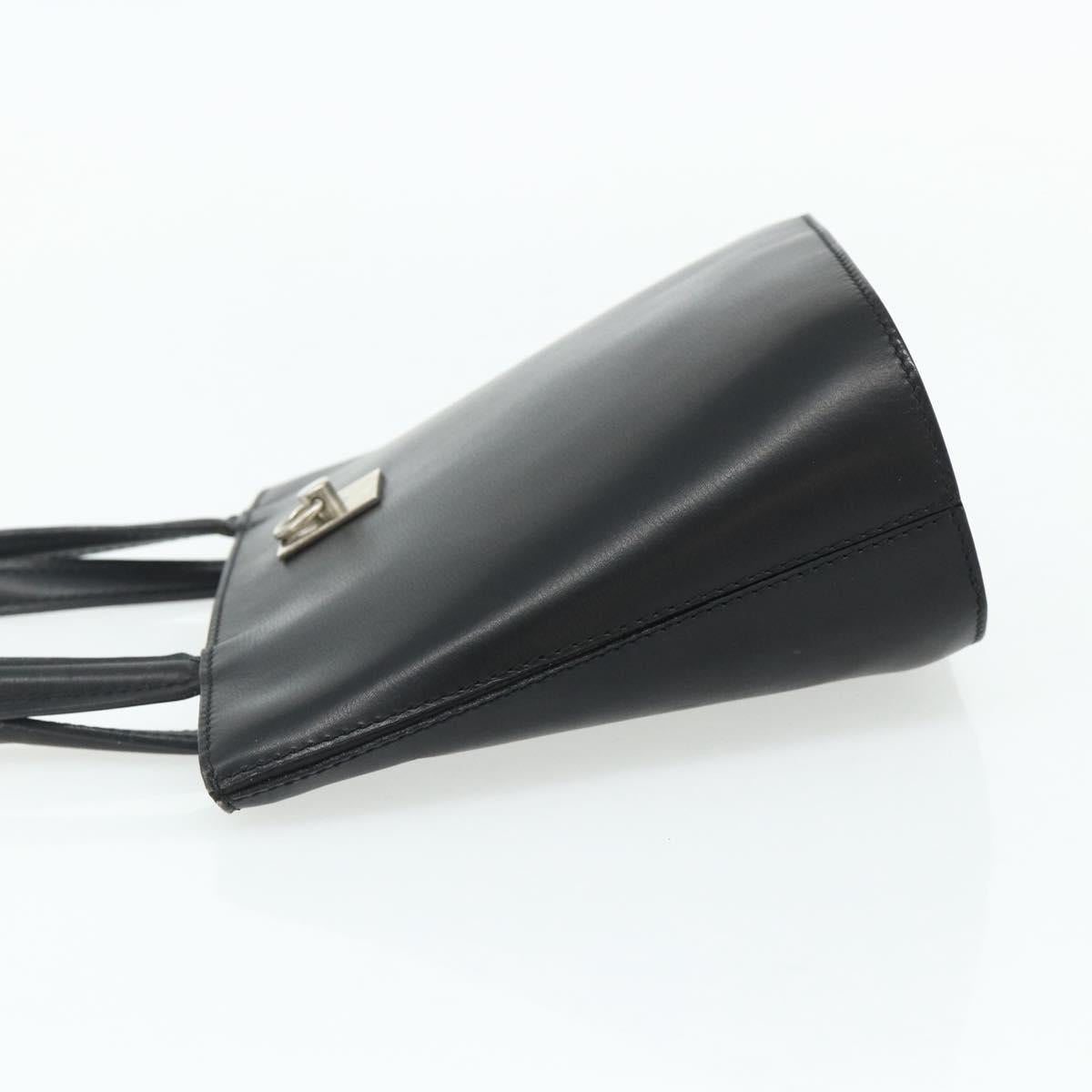 CELINE Hand Bag Leather Black Silver Auth 178117A