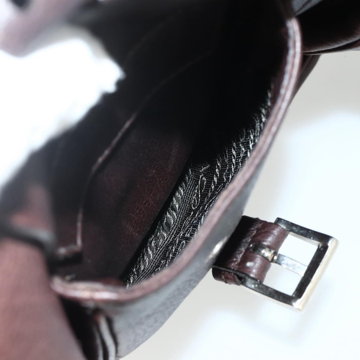PRADA Shoulder Bag Leather Brown Silver Auth 178118A