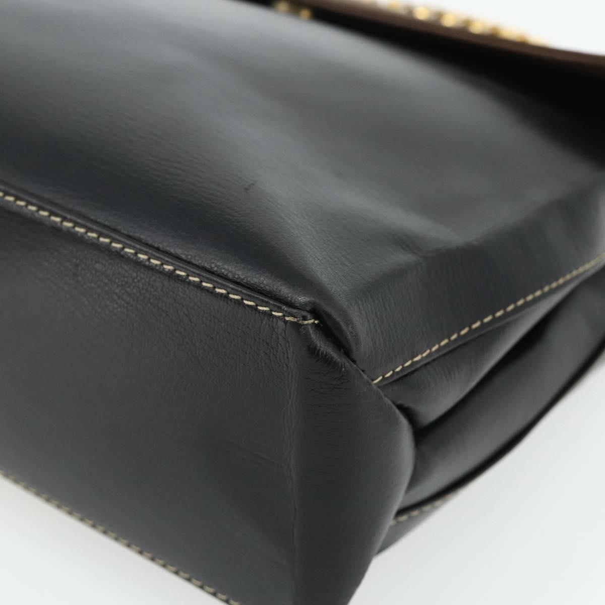 LOEWE Velazquez Hand Bag Leather Black Gold Auth 178120A