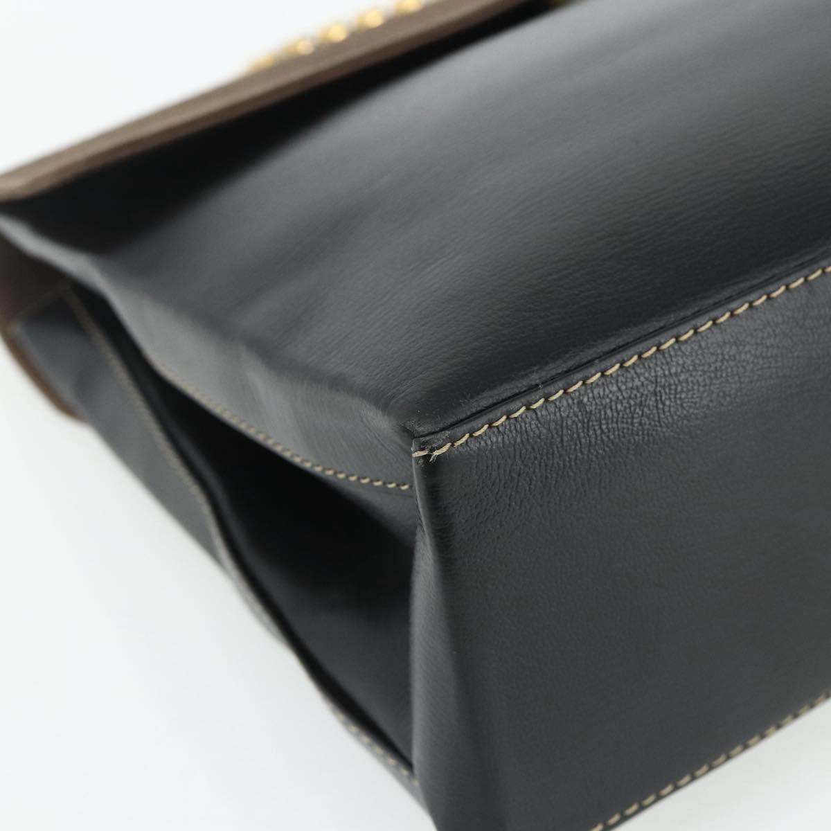 LOEWE Velazquez Hand Bag Leather Black Gold Auth 178120A