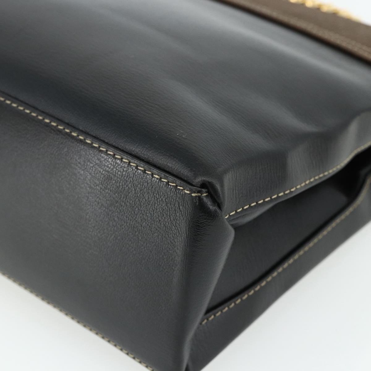 LOEWE Velazquez Hand Bag Leather Black Gold Auth 178120A