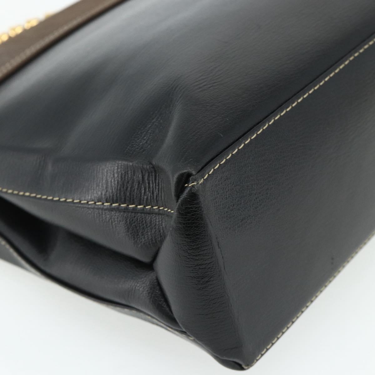 LOEWE Velazquez Hand Bag Leather Black Gold Auth 178120A