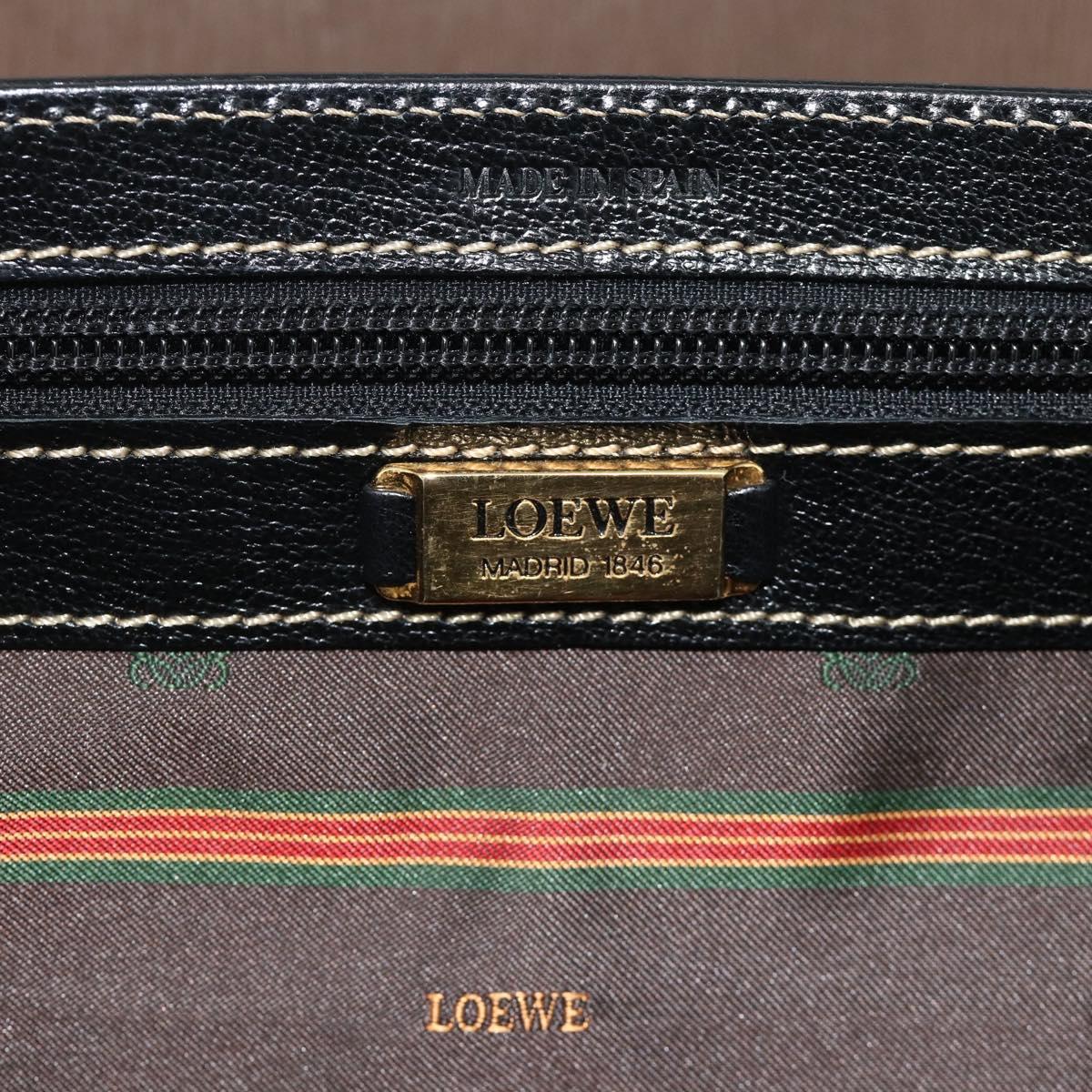 LOEWE Velazquez Hand Bag Leather Black Gold Auth 178120A