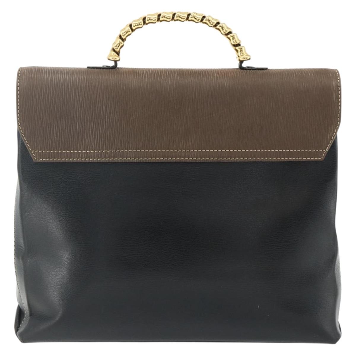 LOEWE Velazquez Hand Bag Leather Black Gold Auth 178120A