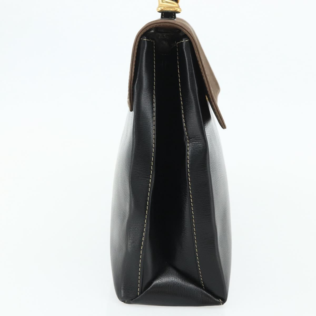LOEWE Velazquez Hand Bag Leather Black Gold Auth 178120A