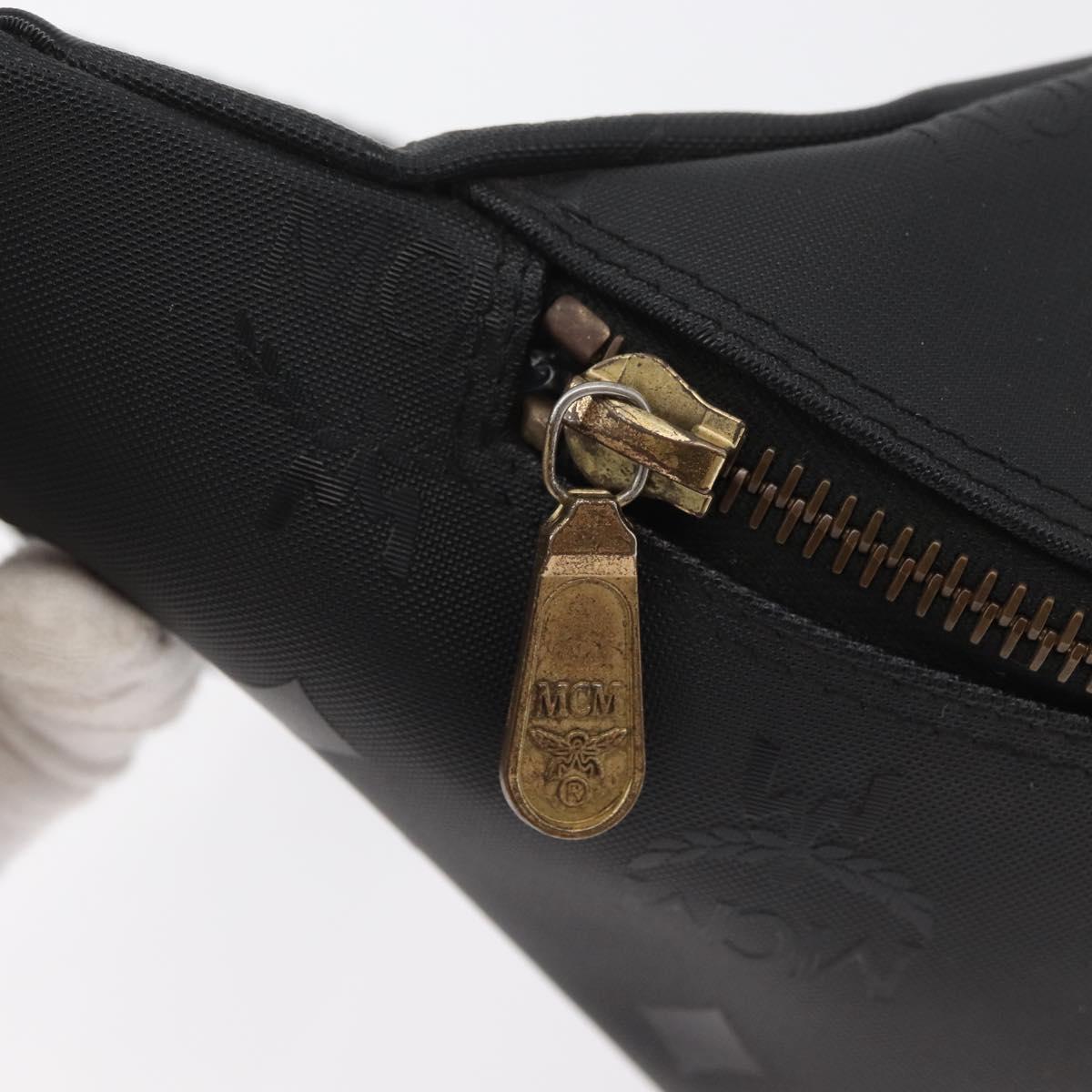 MCM Vicetos Logogram Waist bag PVC Leather Gold Black Auth 178122A