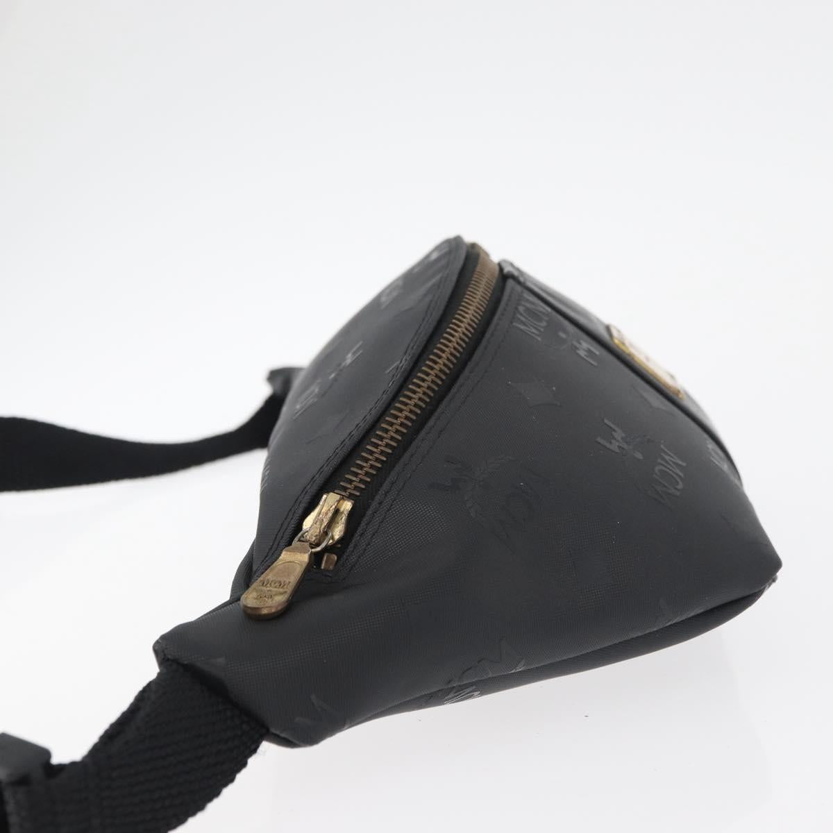 MCM Vicetos Logogram Waist bag PVC Leather Gold Black Auth 178122A