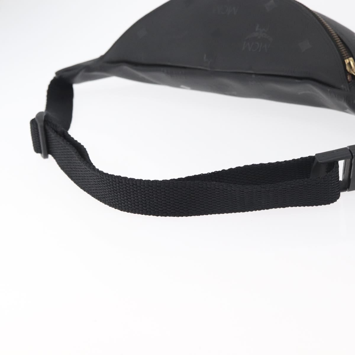 MCM Vicetos Logogram Waist bag PVC Leather Gold Black Auth 178122A