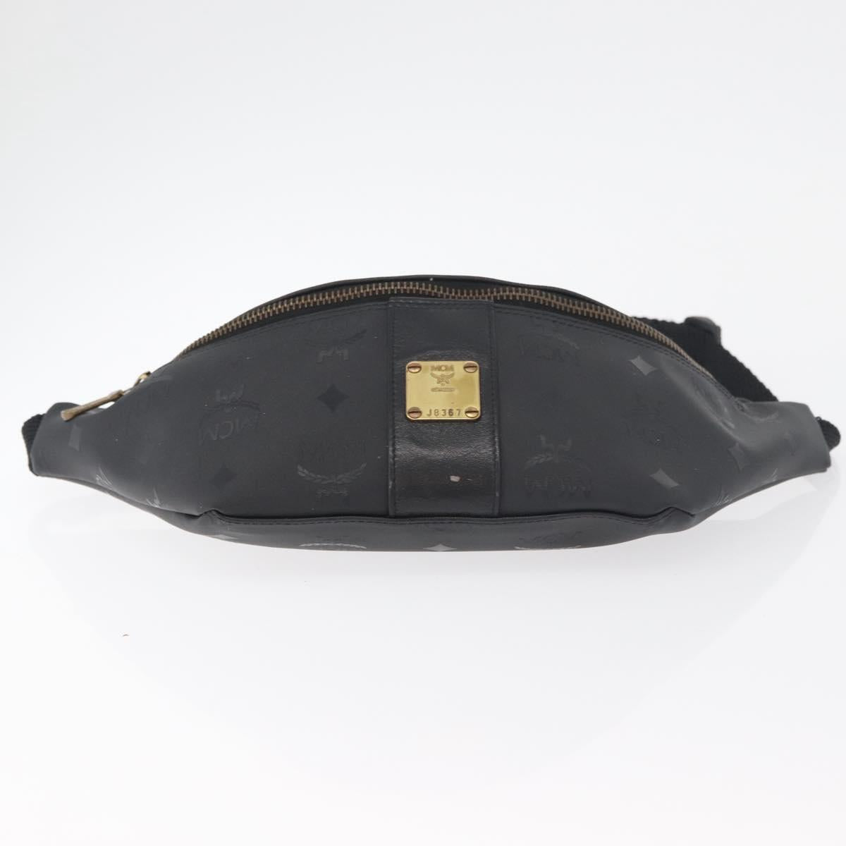 MCM Vicetos Logogram Waist bag PVC Leather Gold Black Auth 178122A