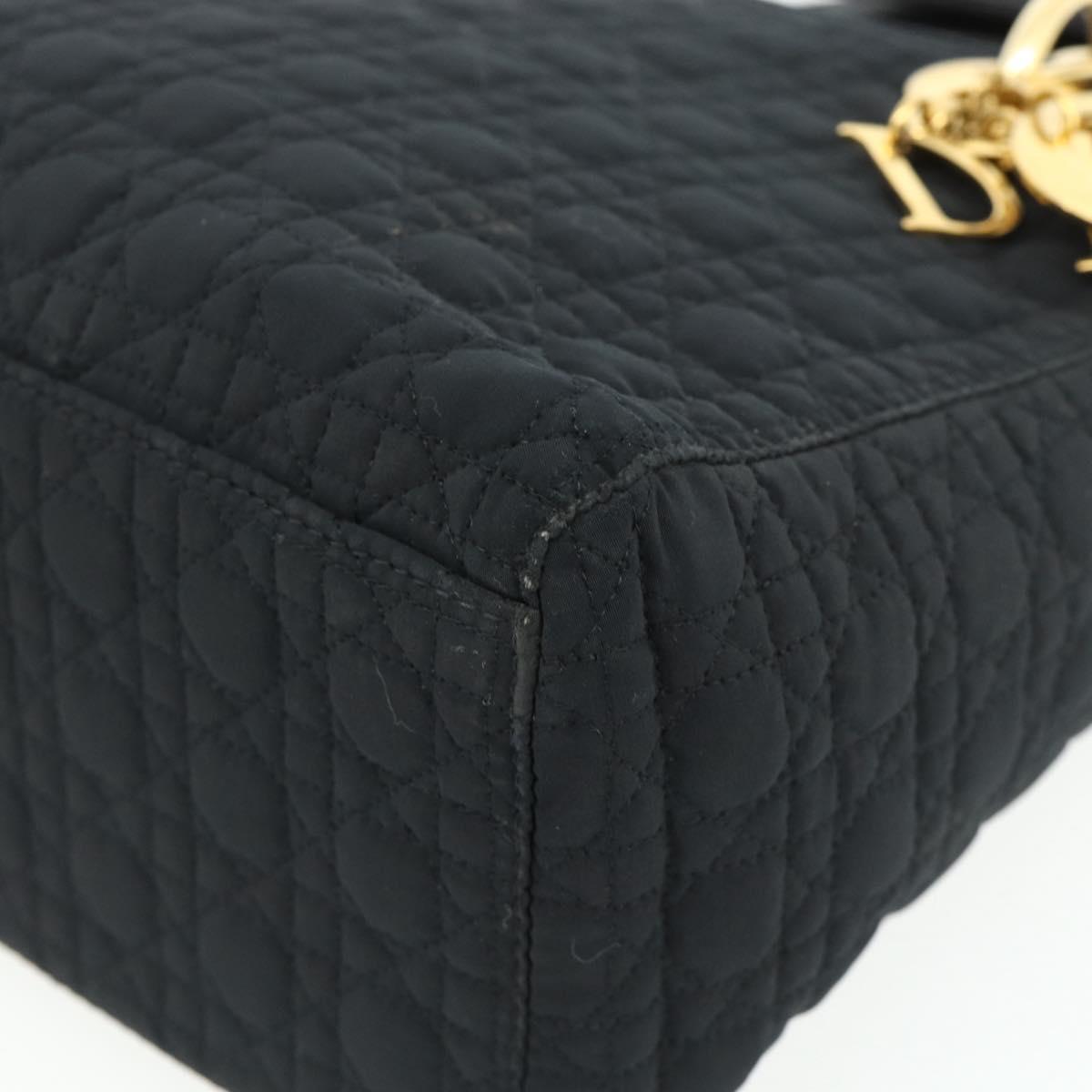 Christian Dior Canage Hand Bag Nylon Black Gold Auth 178124A
