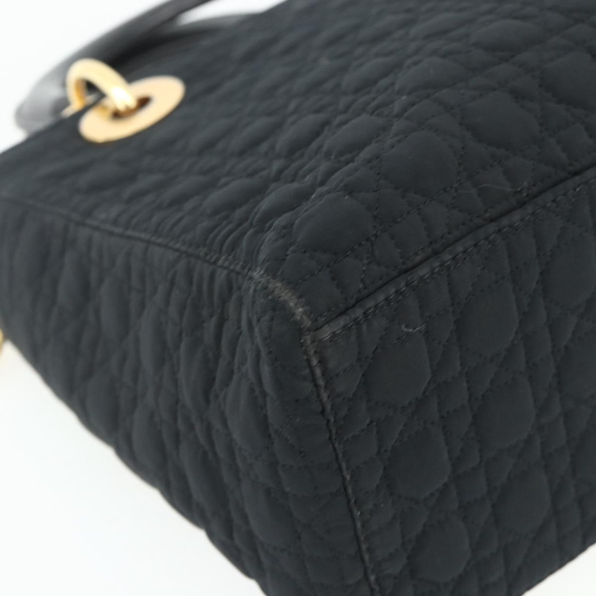 Christian Dior Canage Hand Bag Nylon Black Gold Auth 178124A
