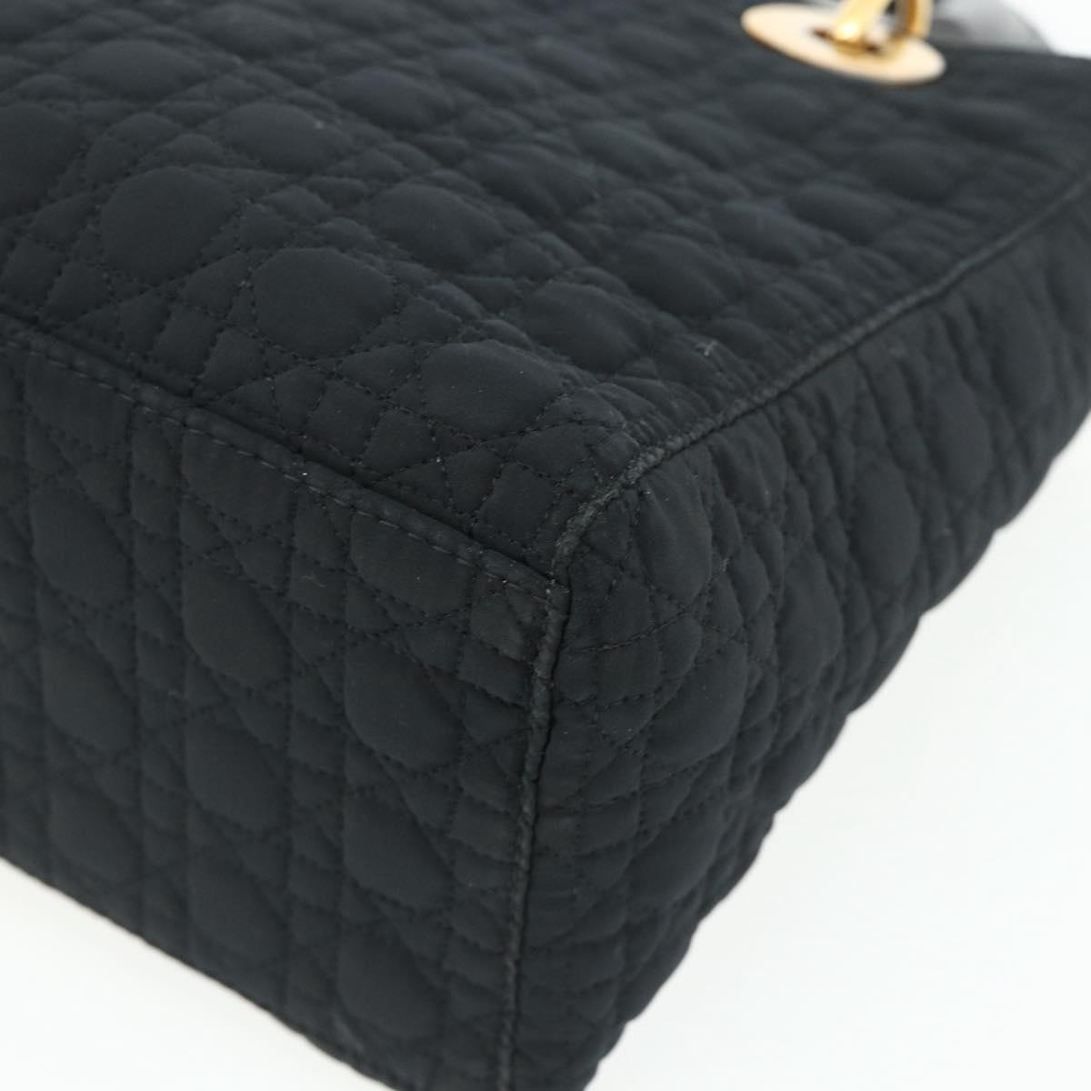 Christian Dior Canage Hand Bag Nylon Black Gold Auth 178124A