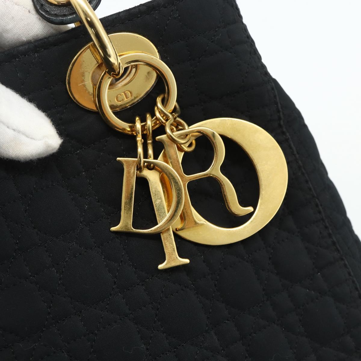 Christian Dior Canage Hand Bag Nylon Black Gold Auth 178124A
