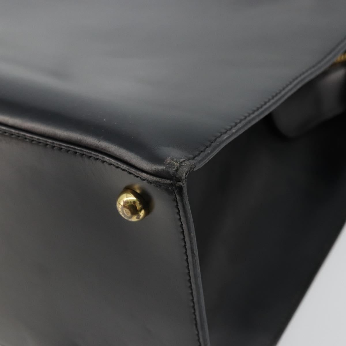 CARTIER PANTHERE Tote Bag Leather Black Gold Auth 178125