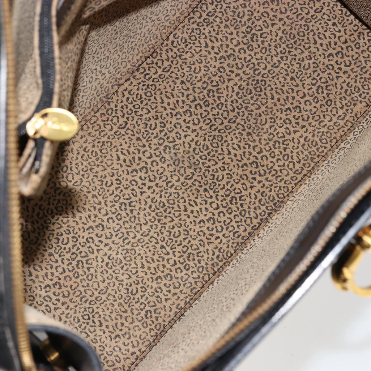 CARTIER PANTHERE Tote Bag Leather Black Gold Auth 178125