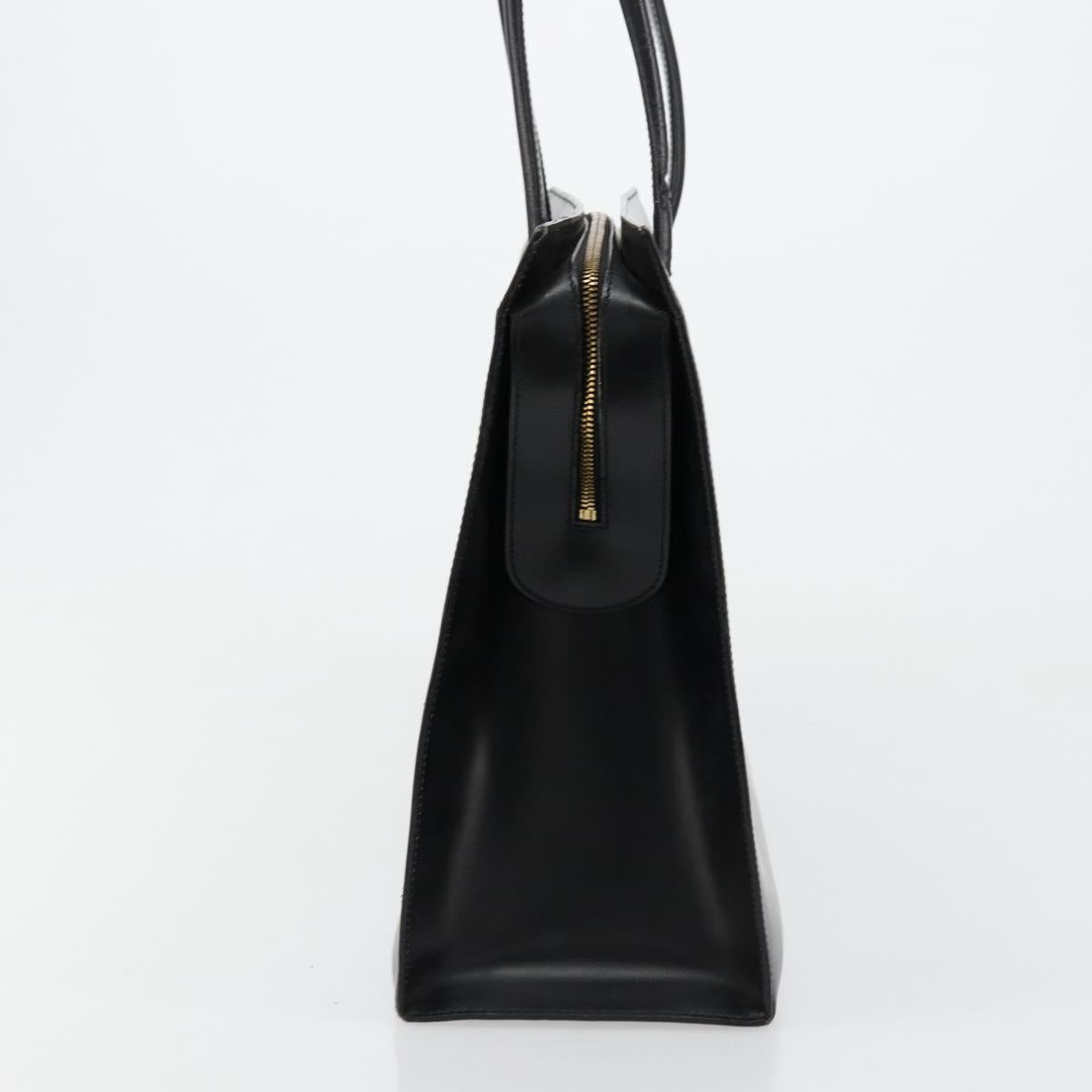 CARTIER PANTHERE Tote Bag Leather Black Gold Auth 178125