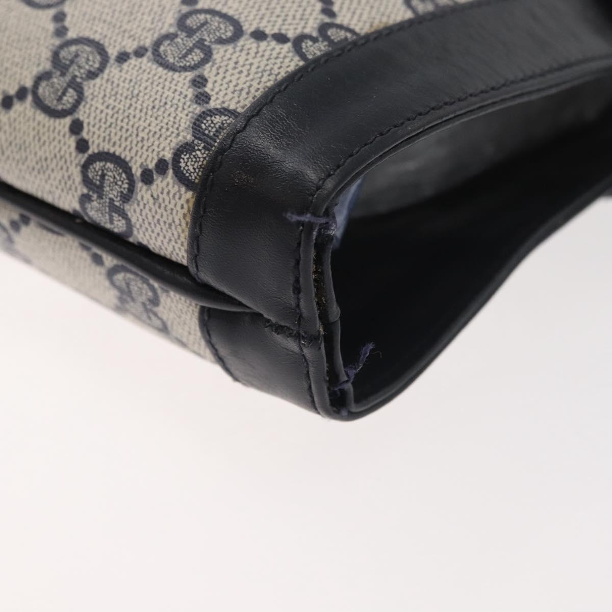 GUCCI GG Supreme Sherry Line Shoulder Bag PVC Navy Gold Auth 178128