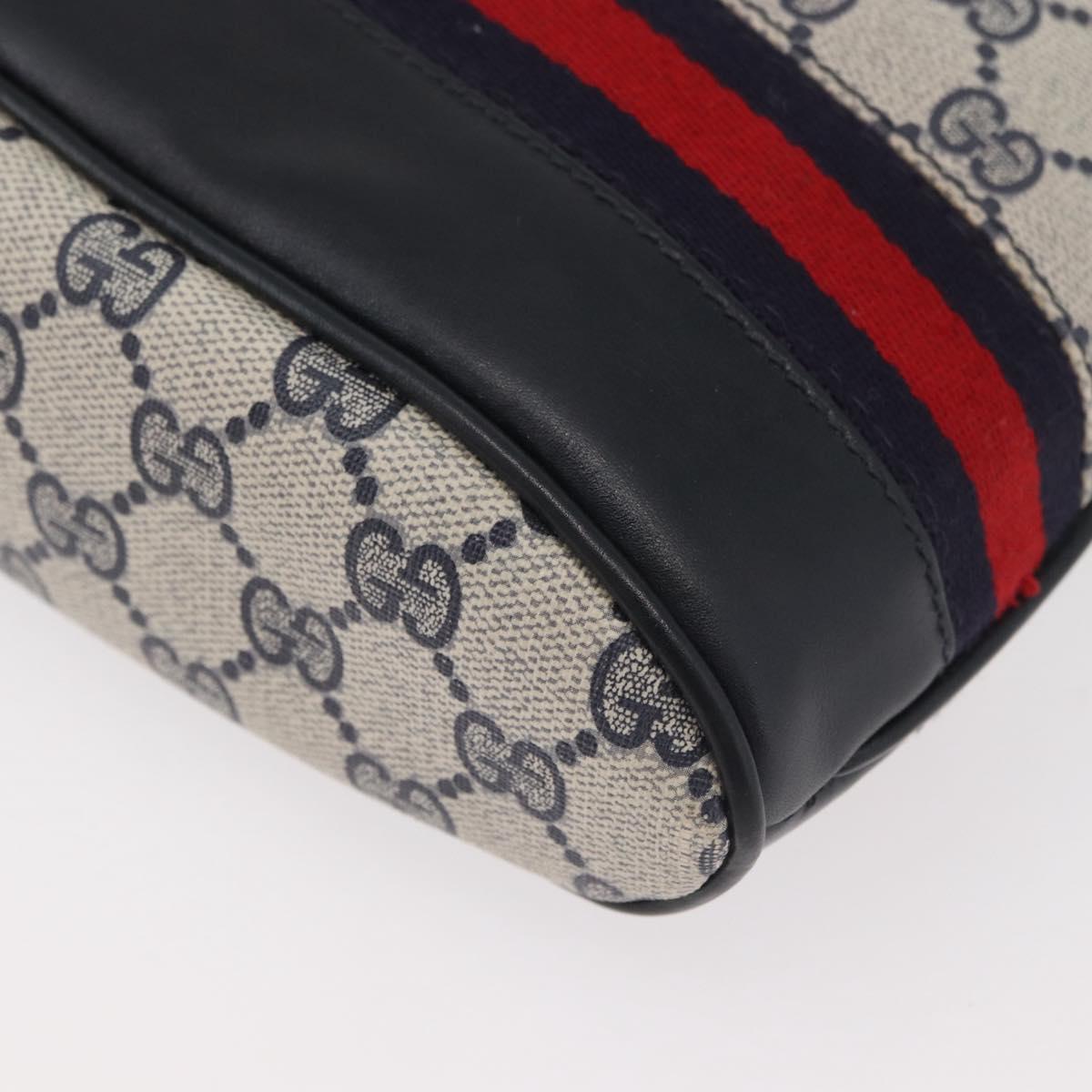 GUCCI GG Supreme Sherry Line Shoulder Bag PVC Navy Gold Auth 178128