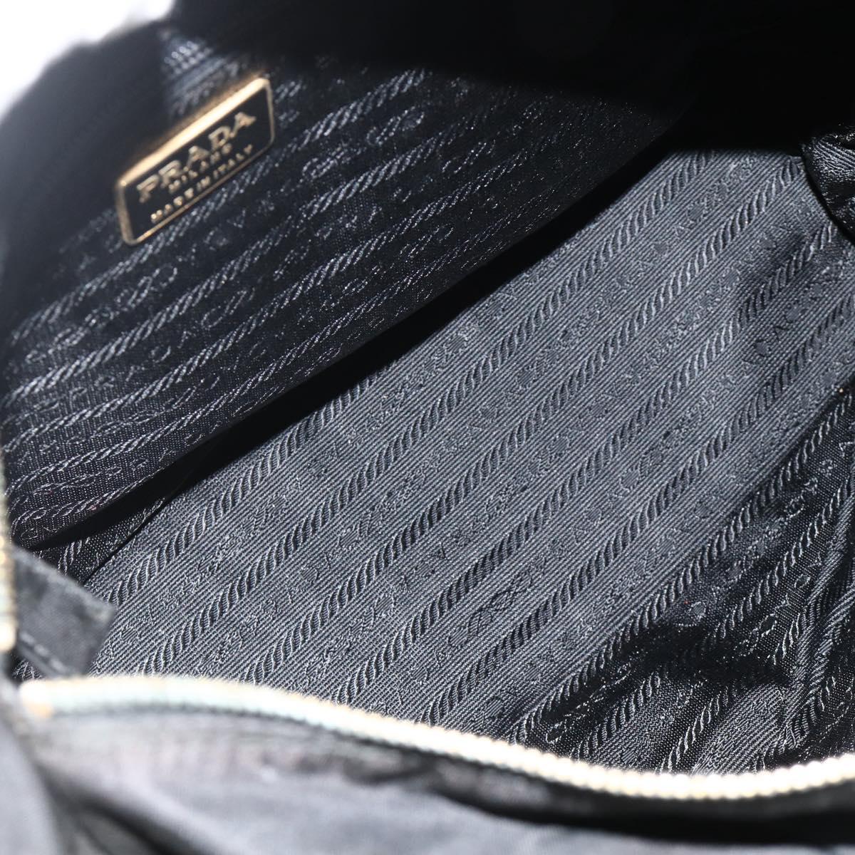 PRADA Chain Tote Bag Nylon Black Gold Auth 178129