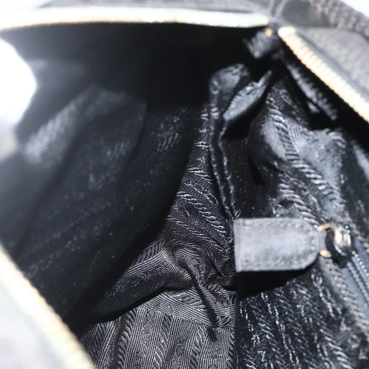 PRADA Chain Tote Bag Nylon Black Gold Auth 178129