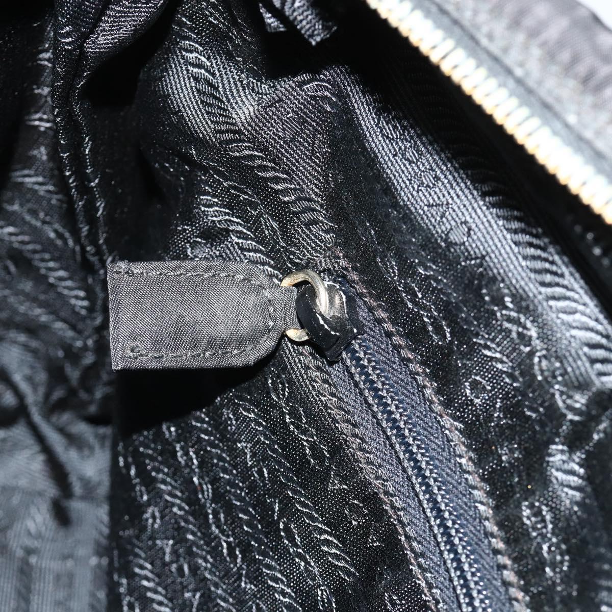 PRADA Chain Tote Bag Nylon Black Gold Auth 178129