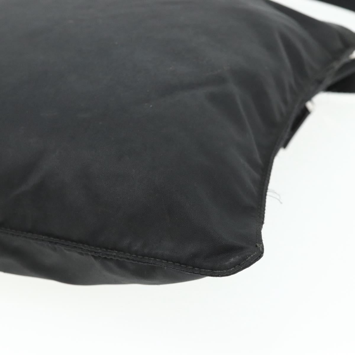 PRADA Shoulder Bag Nylon Black Silver Auth 178130
