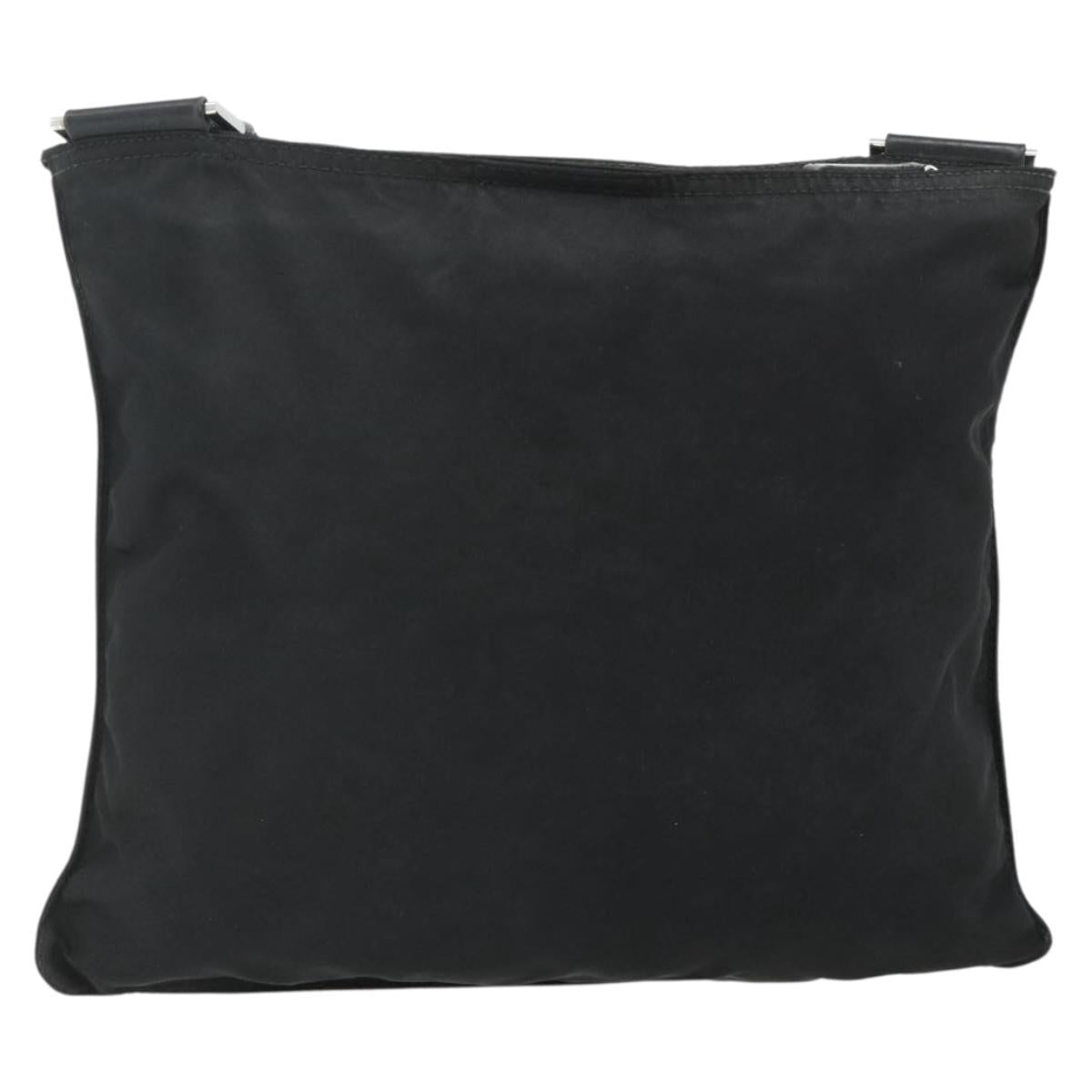 PRADA Shoulder Bag Nylon Black Silver Auth 178130