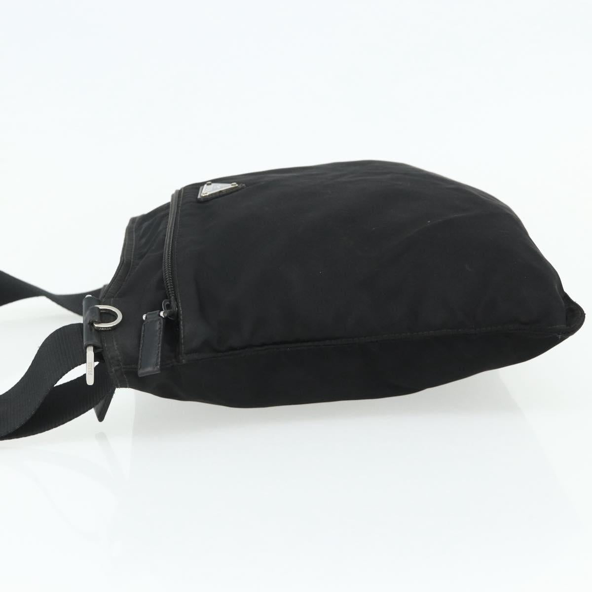 PRADA Shoulder Bag Nylon Black Silver Auth 178130
