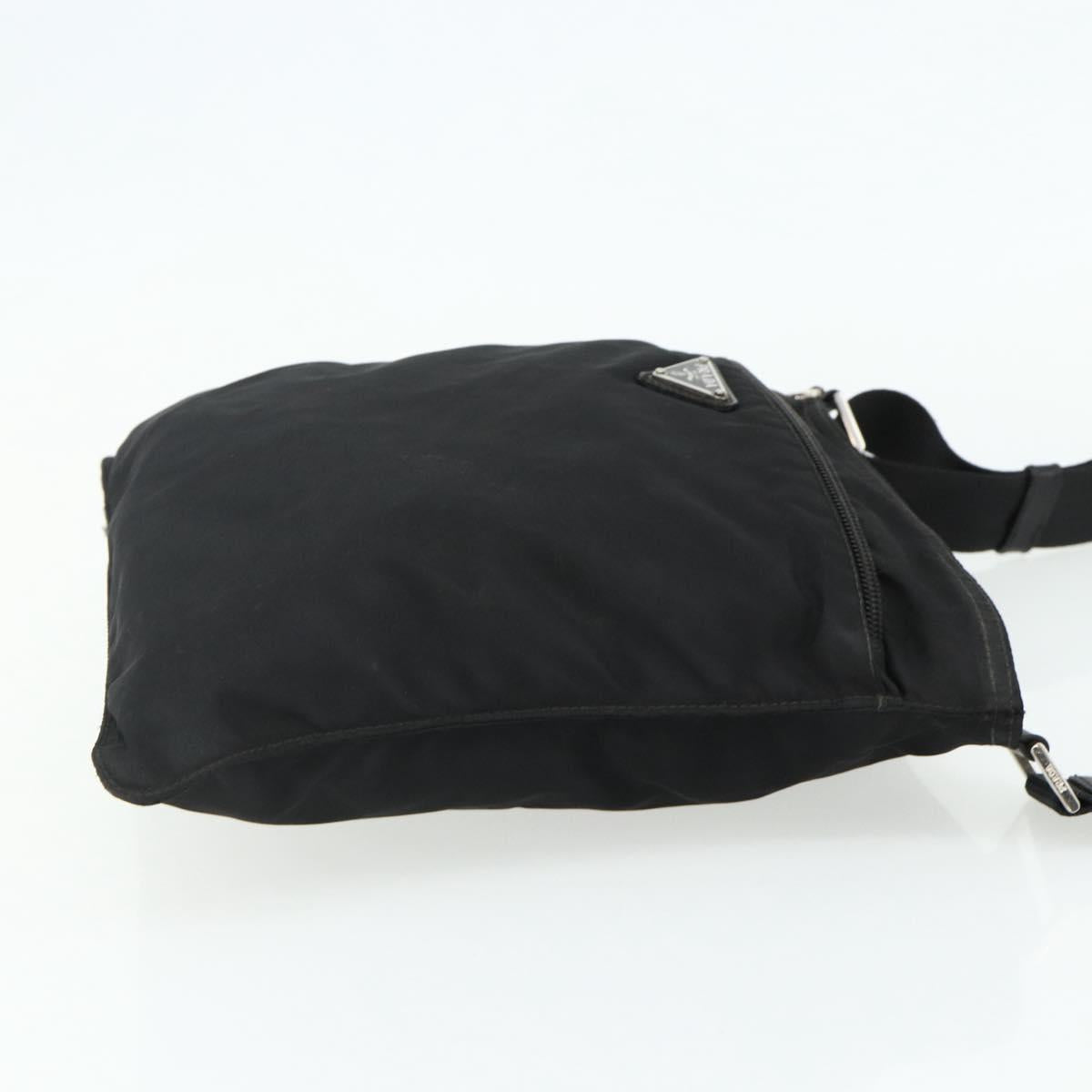 PRADA Shoulder Bag Nylon Black Silver Auth 178130