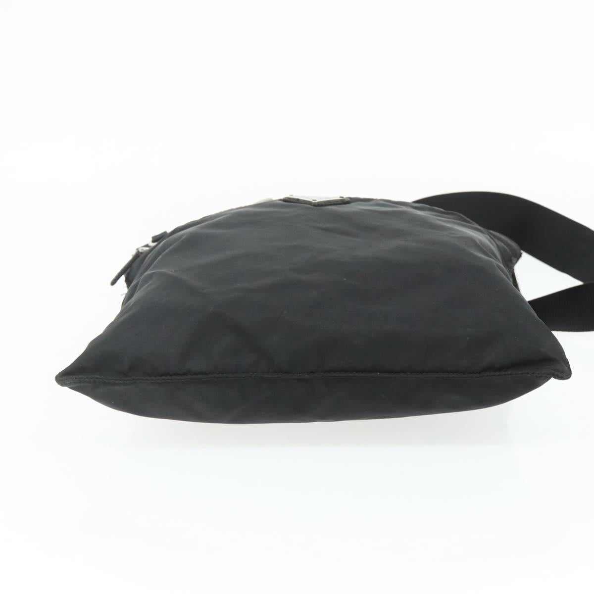 PRADA Shoulder Bag Nylon Black Silver Auth 178130