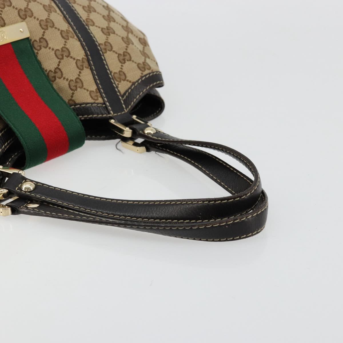 GUCCI GG Canvas Hand Bag Beige Gold 233607 Auth 178132