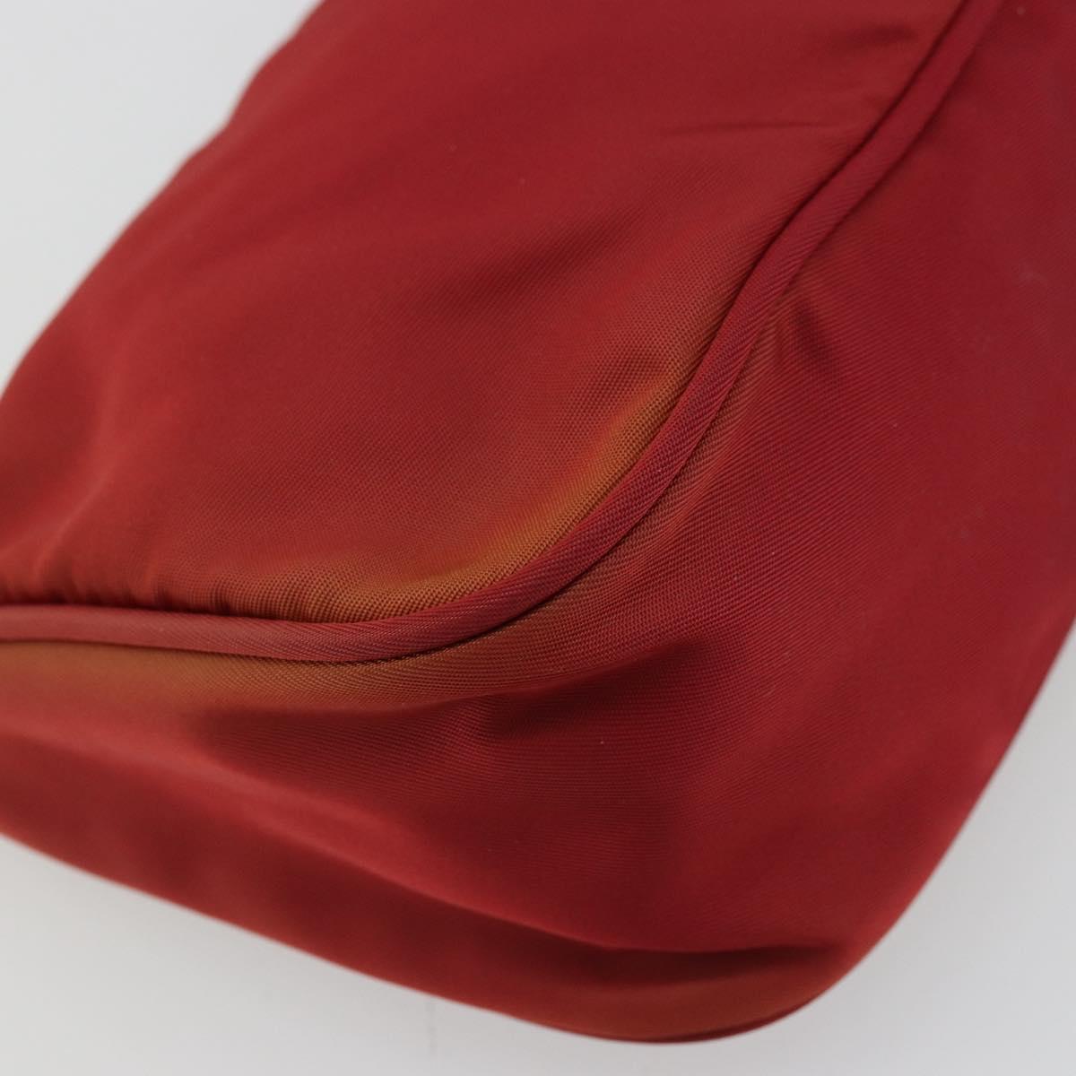 PRADA Accessory Pouch Nylon Red Silver Auth 178135