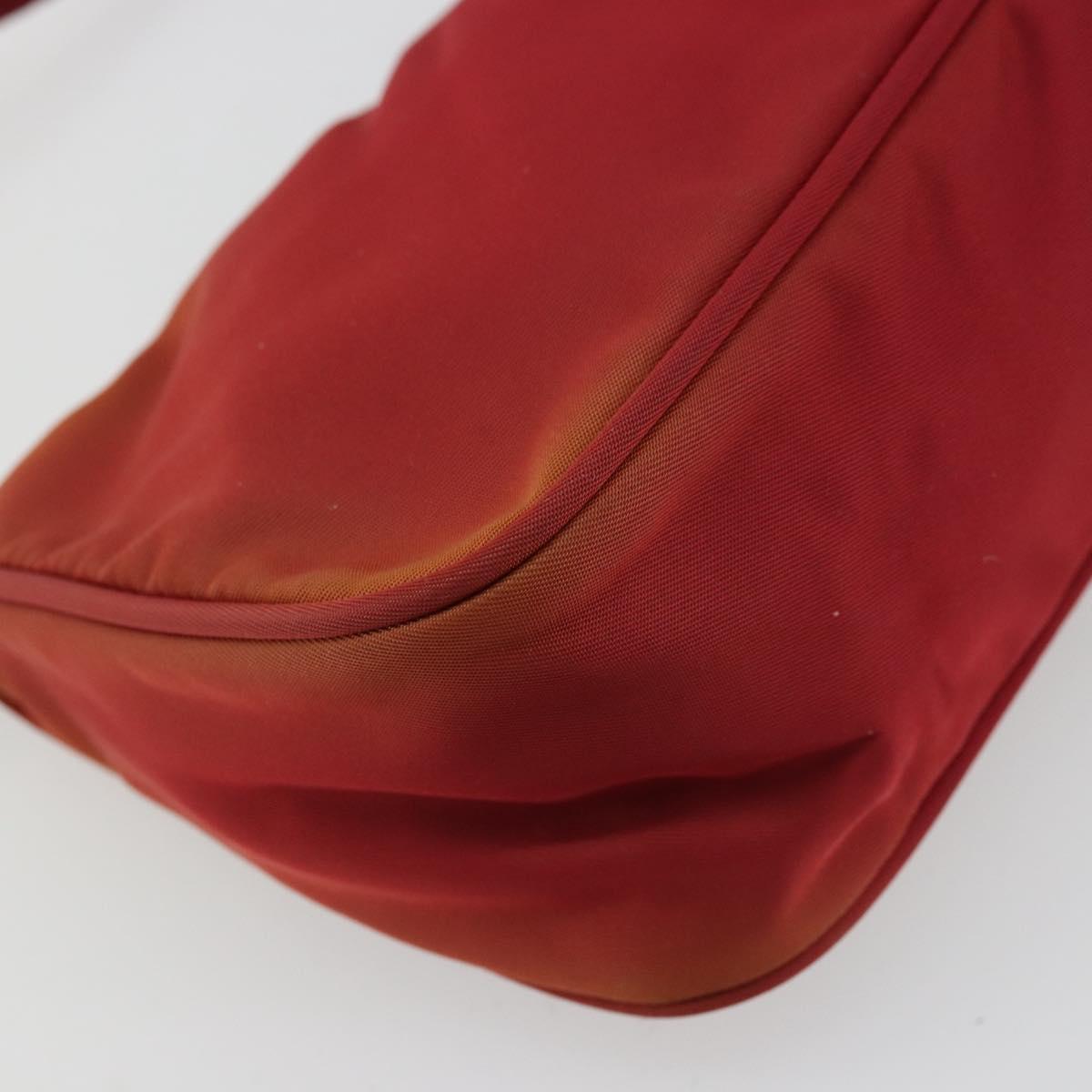 PRADA Accessory Pouch Nylon Red Silver Auth 178135