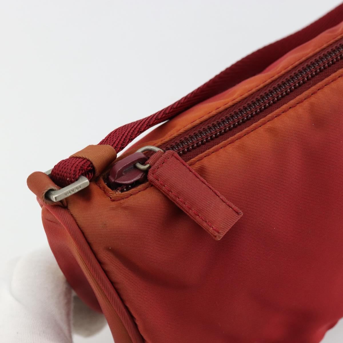 PRADA Accessory Pouch Nylon Red Silver Auth 178135