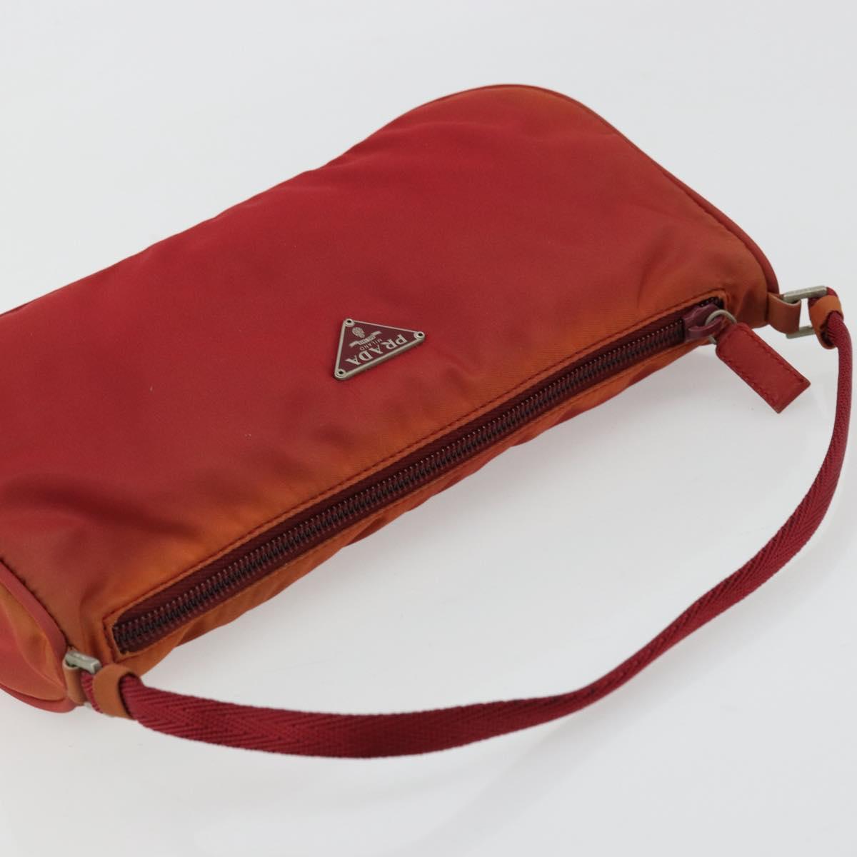 PRADA Accessory Pouch Nylon Red Silver Auth 178135