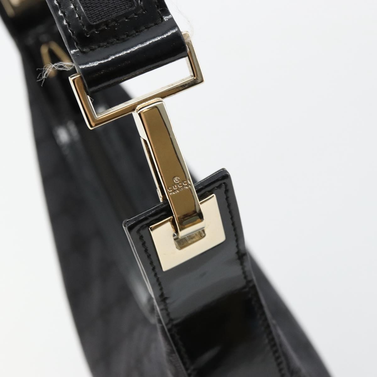 GUCCI GG Canvas Shoulder Bag Black Gold 001 4204 Auth 178150A