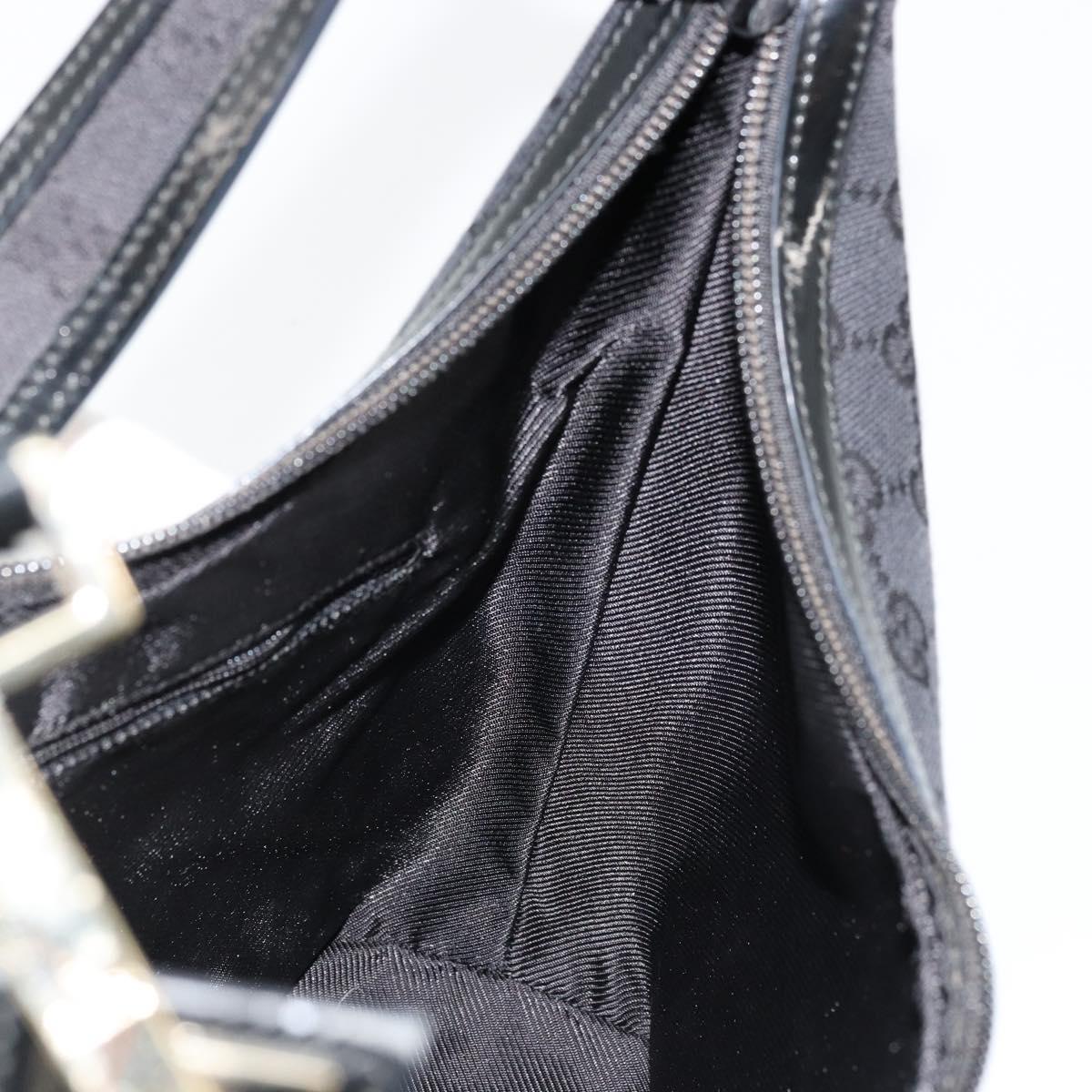 GUCCI GG Canvas Shoulder Bag Black Gold 001 4204 Auth 178150A