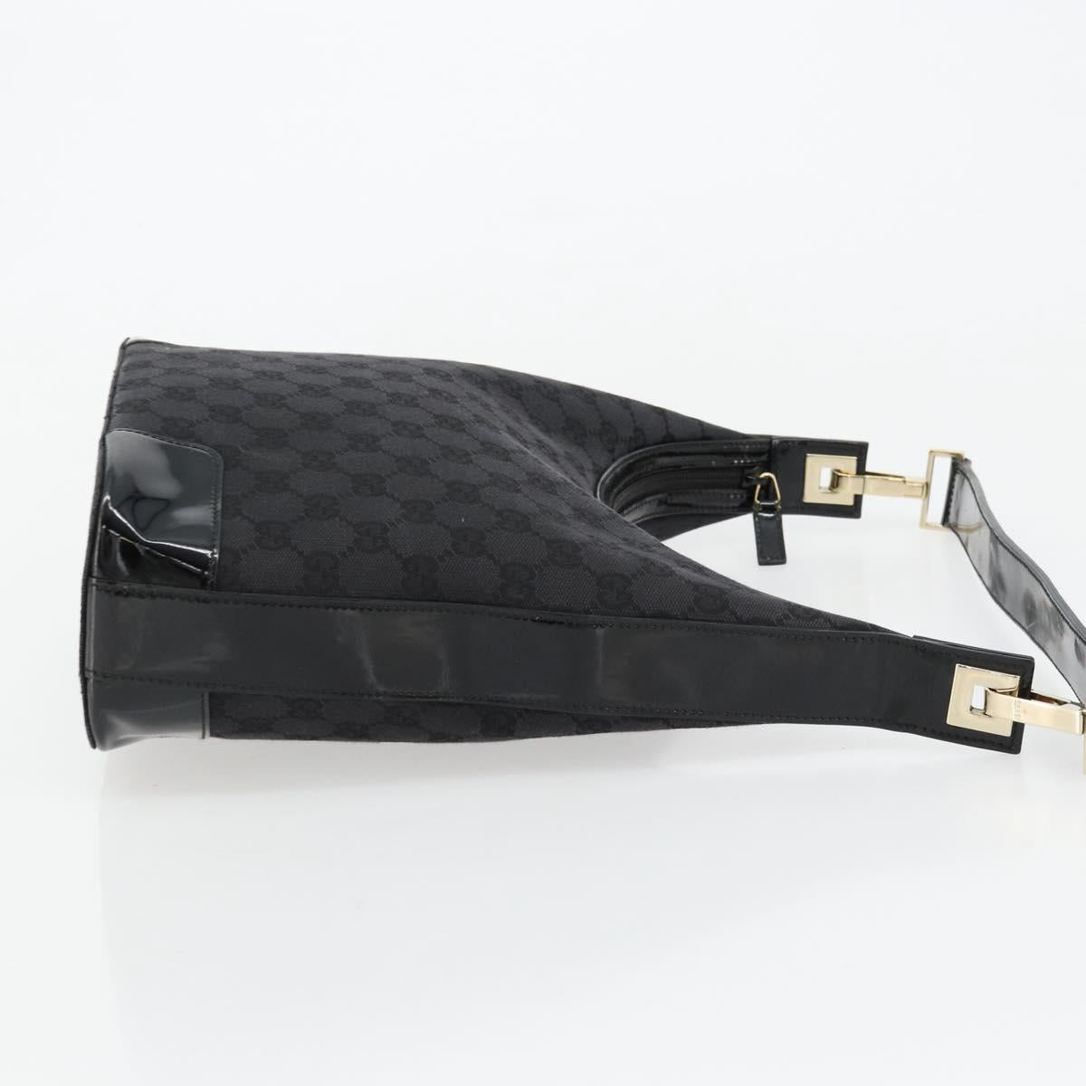 GUCCI GG Canvas Shoulder Bag Black Gold 001 4204 Auth 178150A