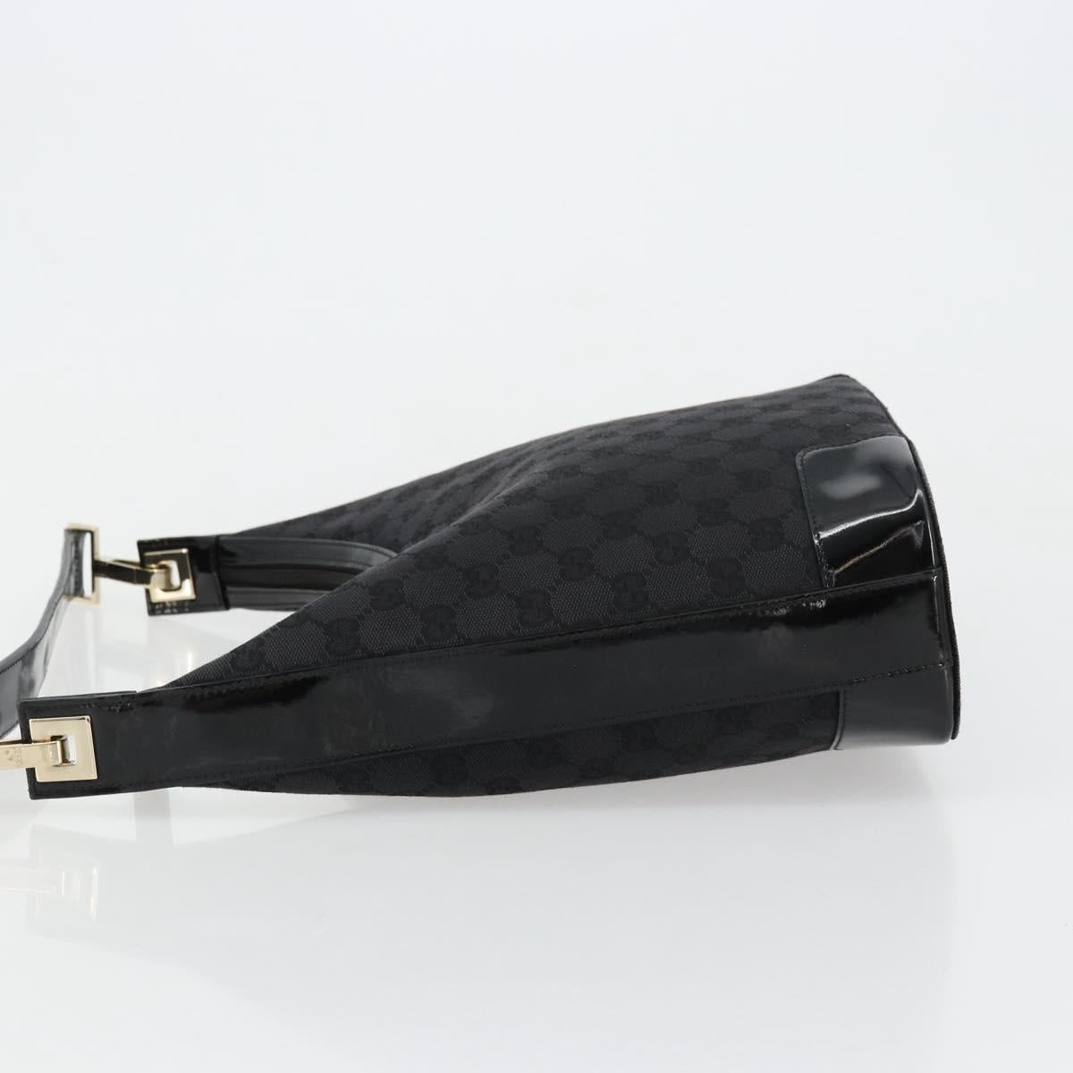 GUCCI GG Canvas Shoulder Bag Black Gold 001 4204 Auth 178150A