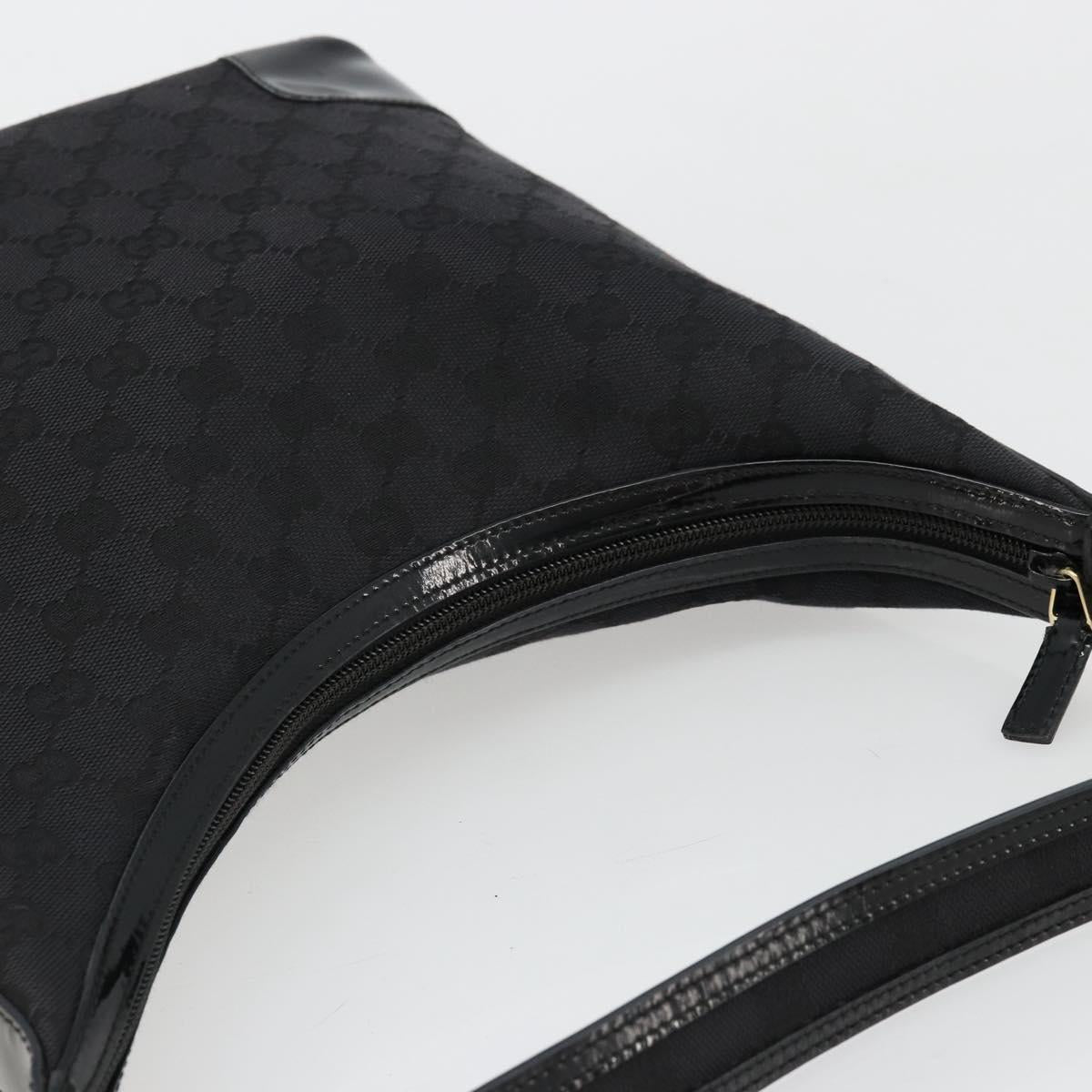 GUCCI GG Canvas Shoulder Bag Black Gold 001 4204 Auth 178150A