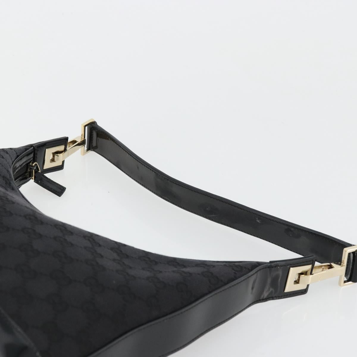 GUCCI GG Canvas Shoulder Bag Black Gold 001 4204 Auth 178150A