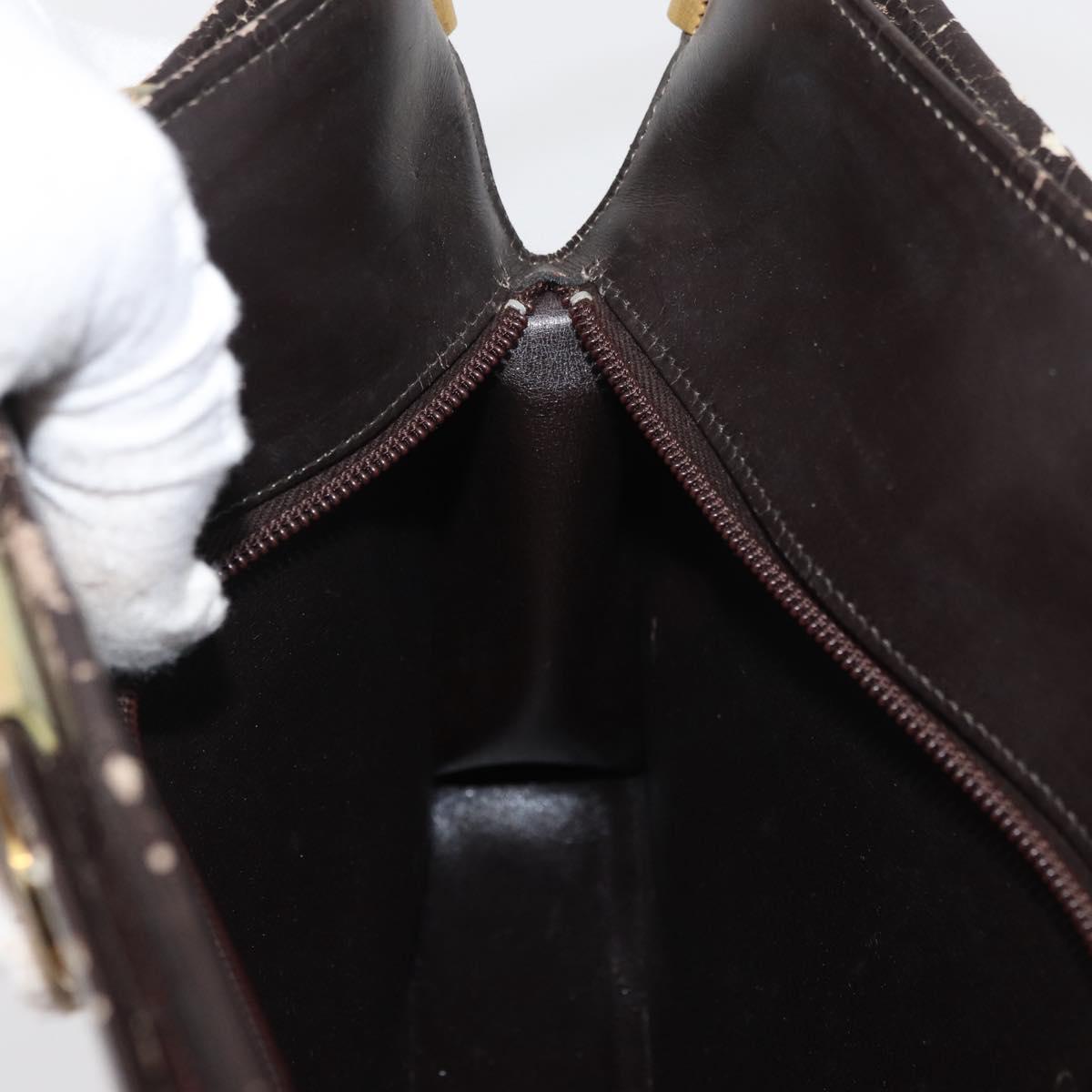 Christian Dior Trotter Canvas Shoulder Bag Brown Gold Auth 178153