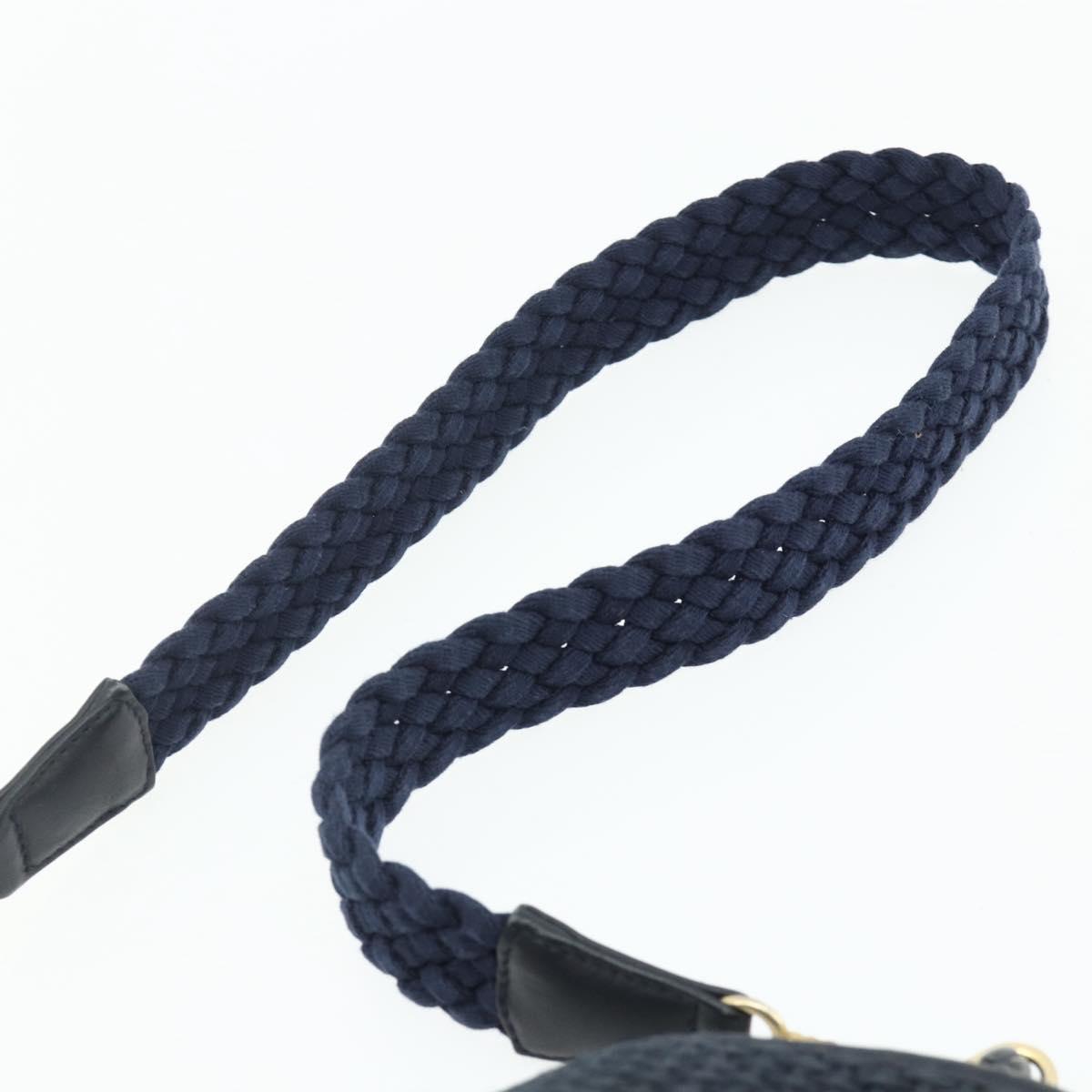 BOTTEGA VENETA Shoulder Bag straw Navy Gold Auth 178160